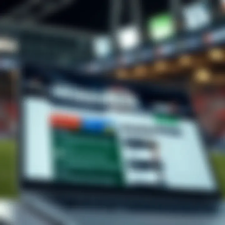 Conceptual graphic showing data analytics and strategy icons related to virtual football gameplay