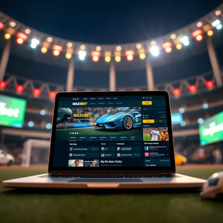 Illustration showing Nigerian online betting platform interface with vibrant sports icons and betting options