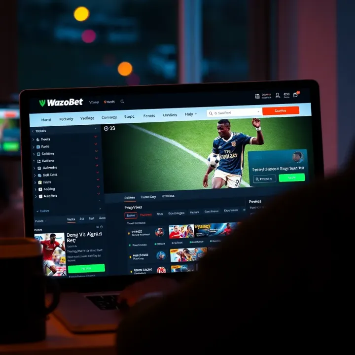 Key Features of the Wazobet App on iOS Illustration of an iPhone displaying Wazobet app features and betting options